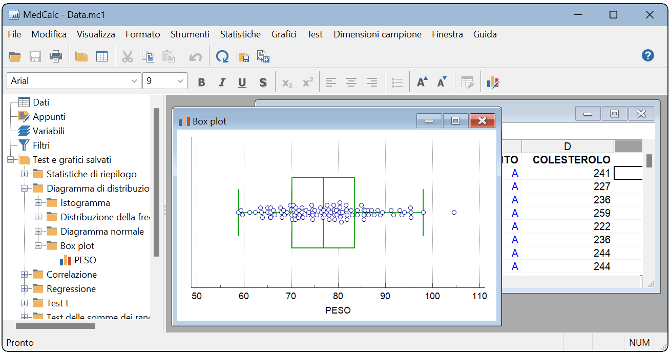 Schermata di MedCalc